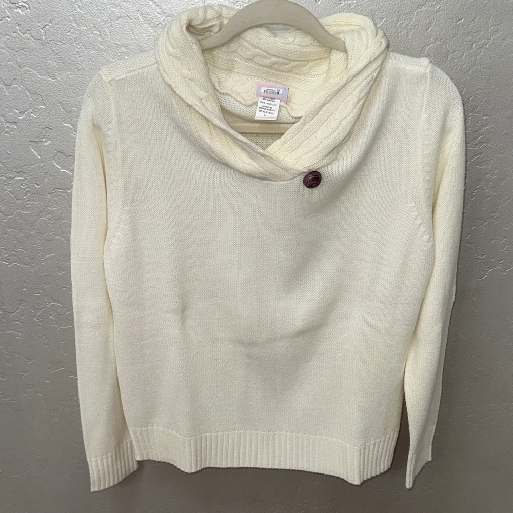 Women's Cream Sweater with Button Detail